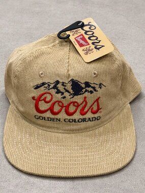 COORS Banquet Snapback Corduroy Hat Cap Mad Engine Tan OSFM Adult Brand New
